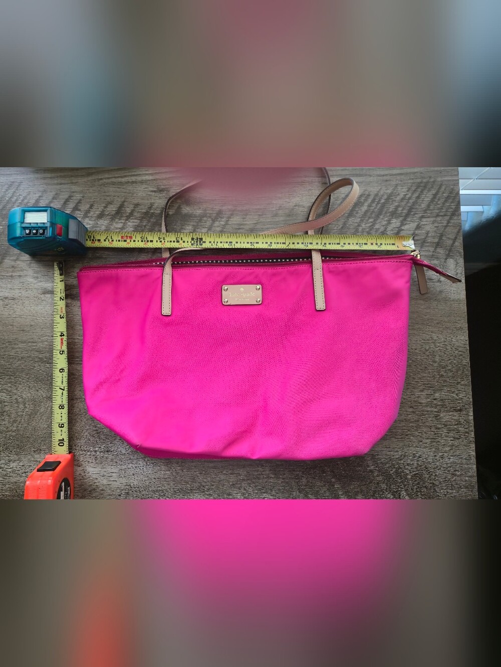 kate spade Neon Pink Tote with Tan Straps